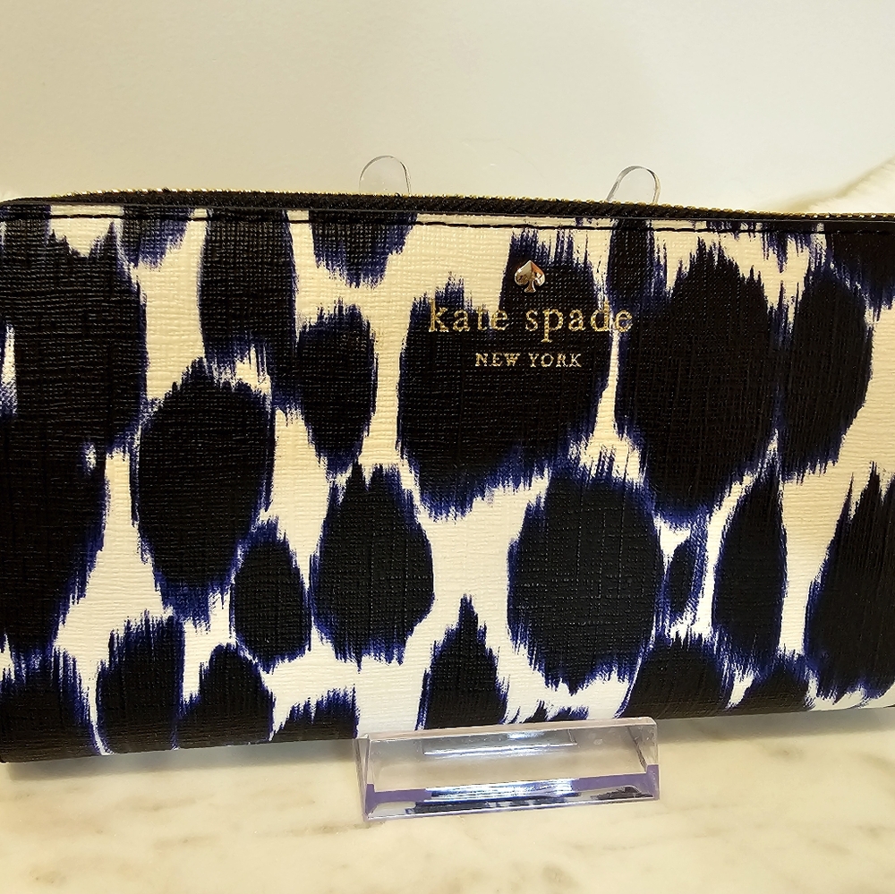 Kate Spade Dark Blue Leopard Print Long Wallet